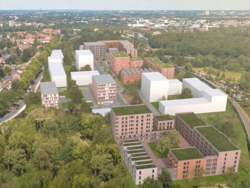 Visualisierung eines Gebäudekomplexes.